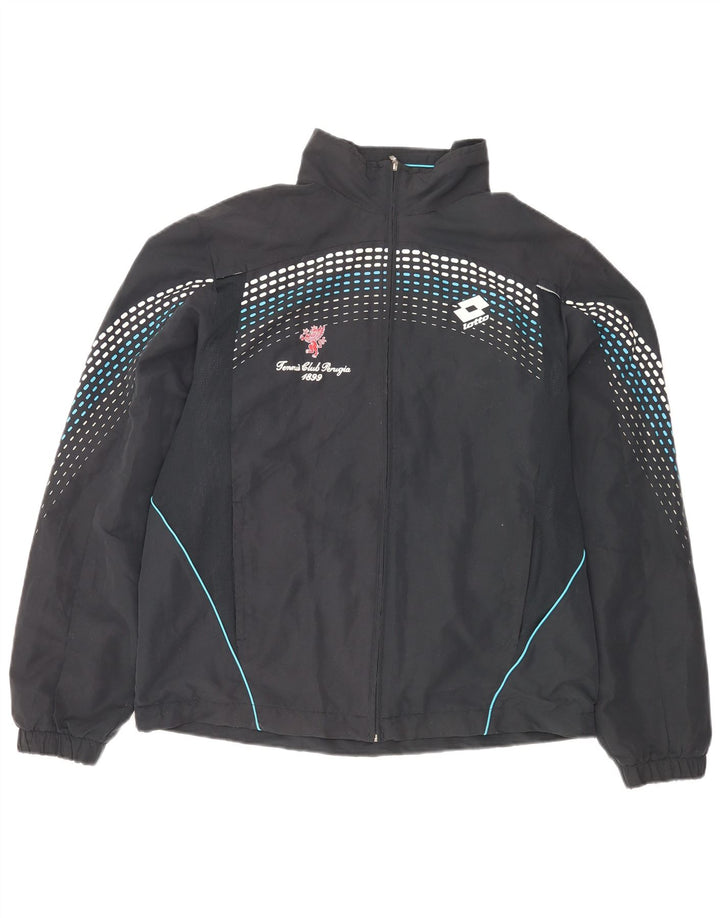 LOTTO Herren Tennis Club Perugia Grafik-Trainingsanzug-Oberteil, Jacke, Größe L, Schwarz