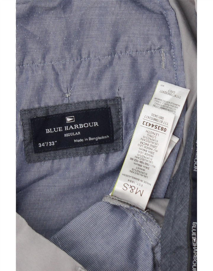 Marks & Spencer Herren Blue Harbor Regular Fit Chinohose W34 L33 Grau