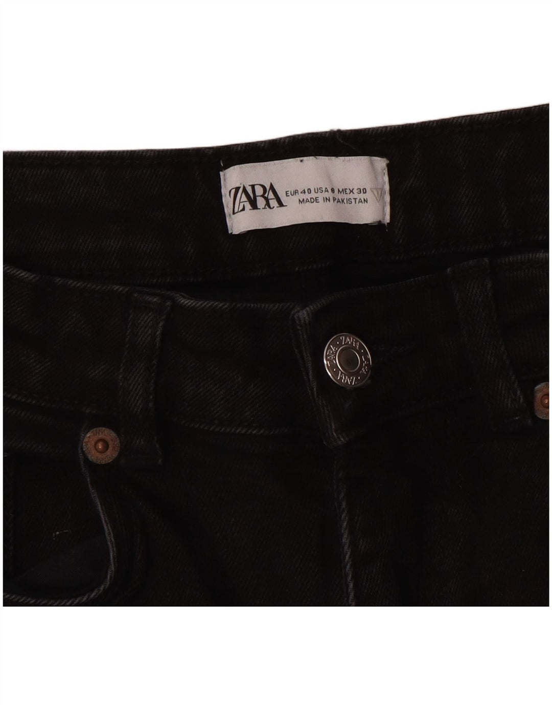 Kurze Jeans für Damen von Zara, EU 40, mittelgroß, W30, L24, Schwarz