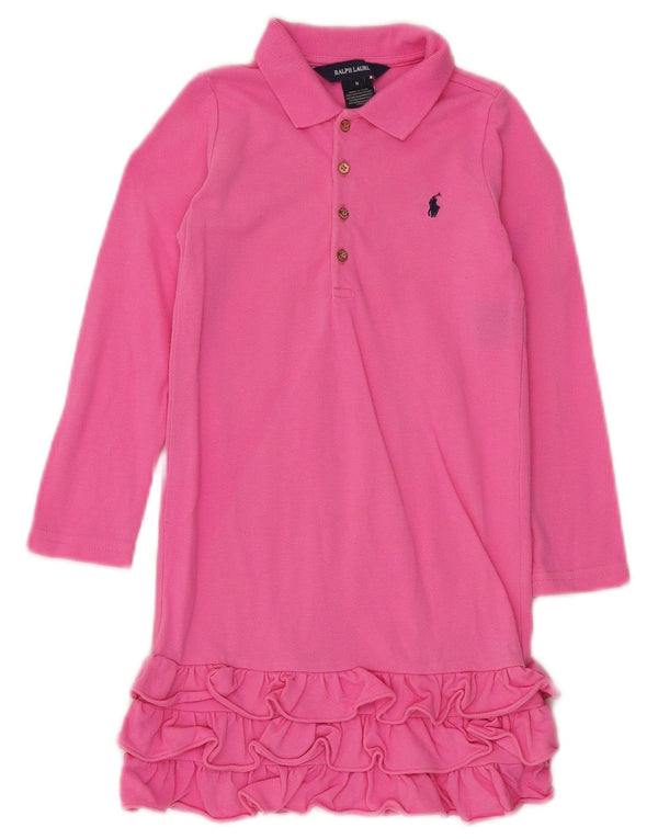 Ralph Lauren Langarm-Polokleid für Mädchen, 4–5 Jahre, rosa Baumwolle