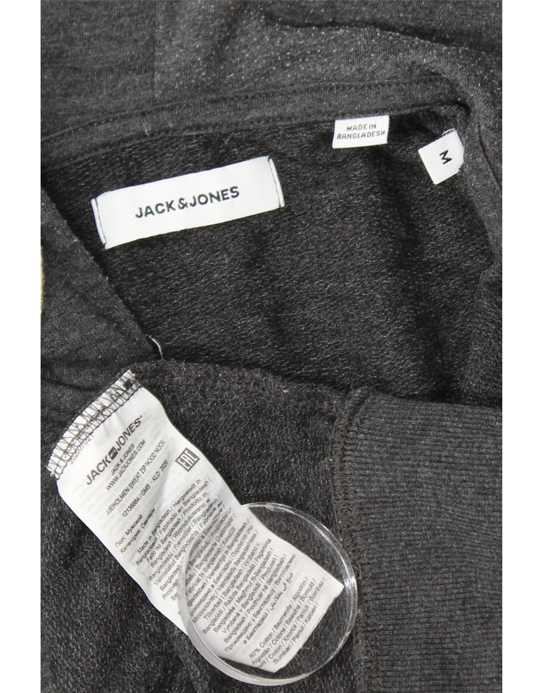 JACK & JONES Herren-Kapuzenpullover mit Reißverschluss, mittelgraue Baumwolle