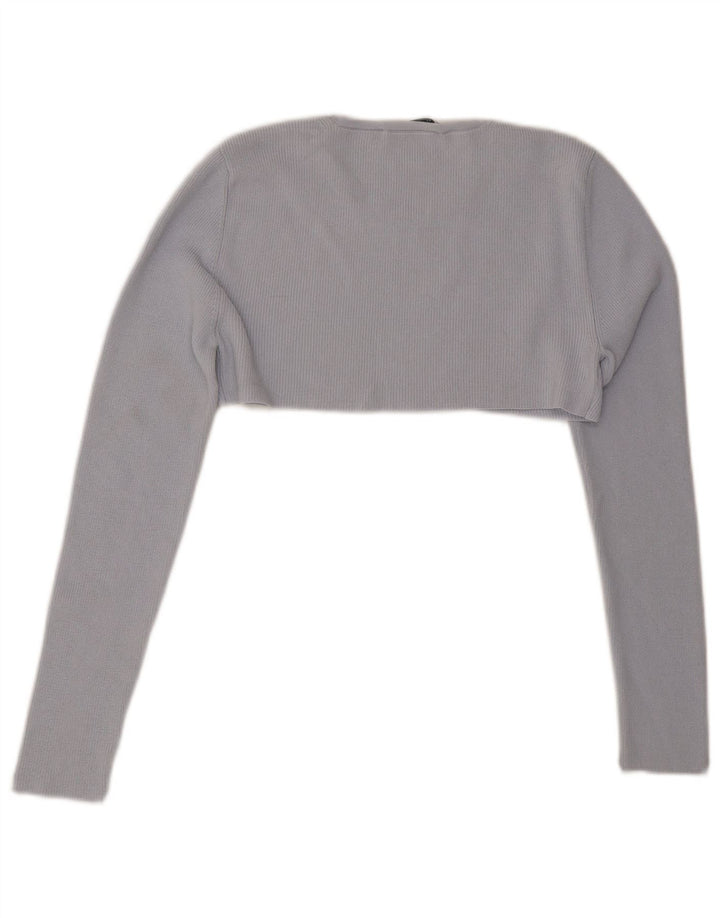 ZARA Womens Crop Top Long Sleeve UK 14 Large Blue
