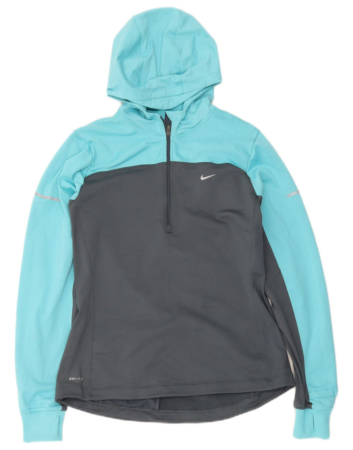 Nike Damen Dri Fit Kapuzenpullover-Trainingsanzug-Oberteil, UK 16, Größe L, Blau