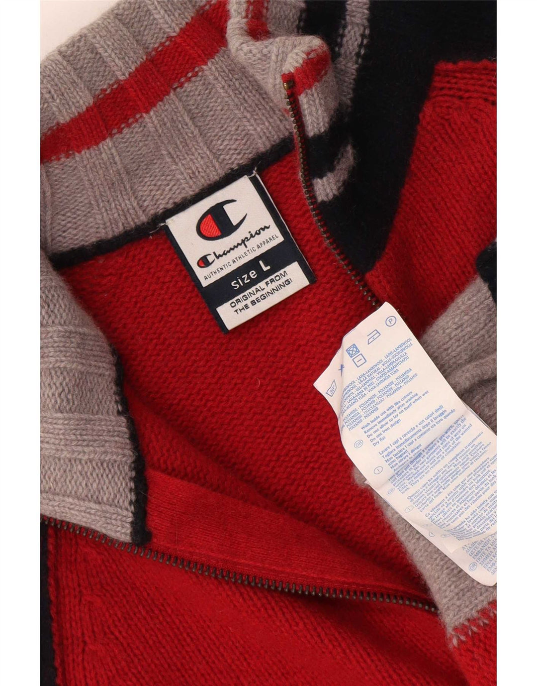 Champion Herren-Cardigan mit normaler Passform, große, rote Farbblock-Lammwolle