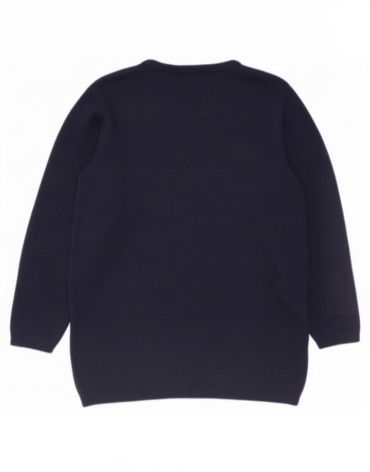 Edinburgh Damen-Cardigan-Pullover UK 14 Medium Marineblau karierte Wolle