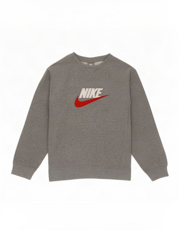 Nike Jungen-Sweatshirt mit Grafik, 12–13 Jahre, Größe L, Grau, Baumwolle