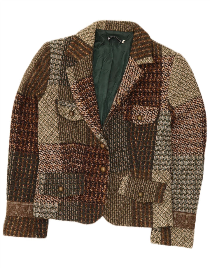 HALFON Damen-Blazer mit 2 Knöpfen, IT 46, groß, mehrfarbig, Patchwork