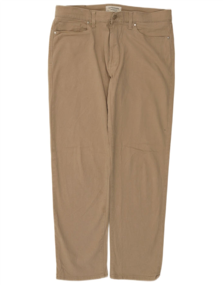 Marks & Spencer Herren Straight Jeans W34 L31 Beige Baumwolle