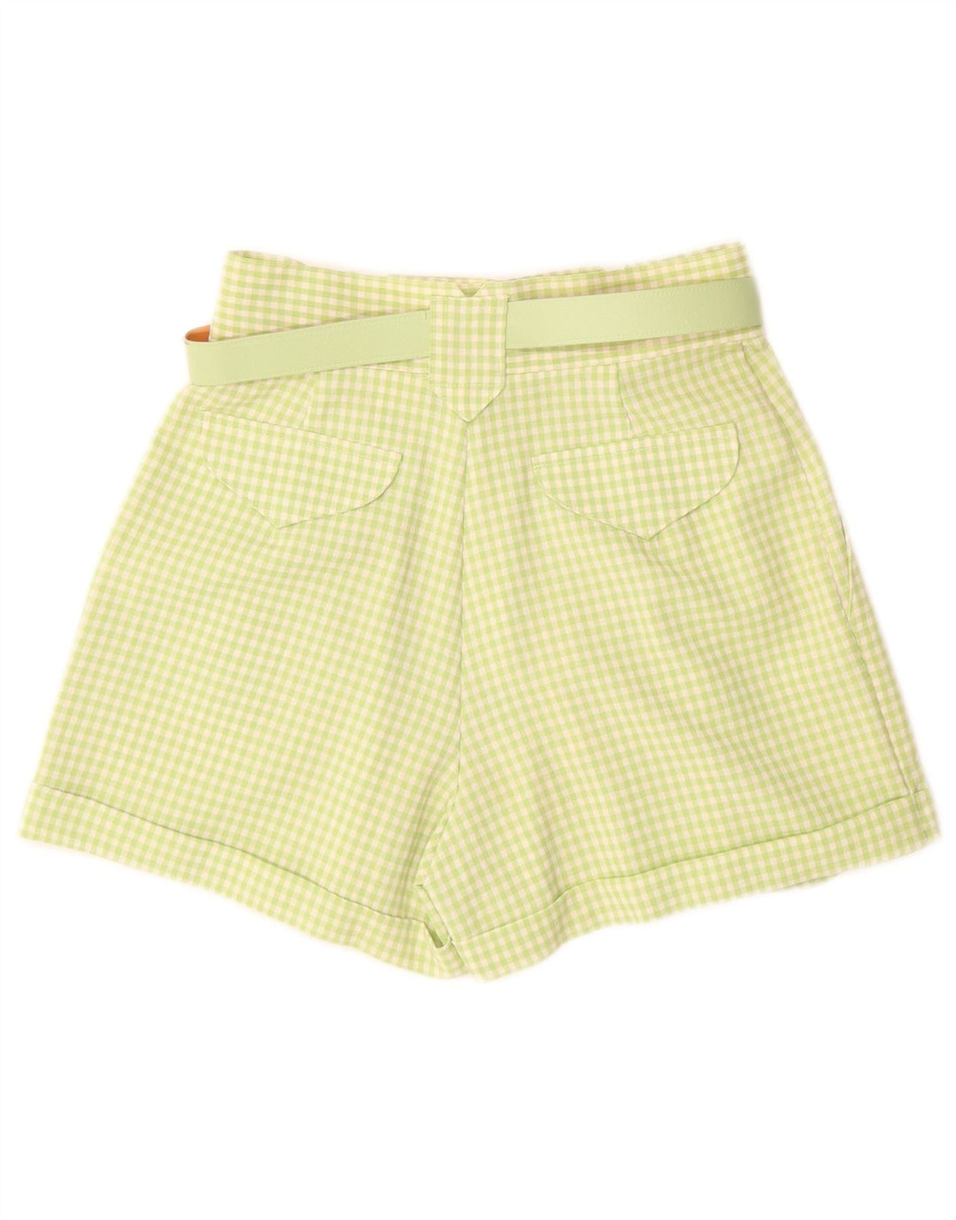 PIMKIE Damen-Chinoshorts mit hoher Taille, IT 44, Mittel W26, grüner Gingham