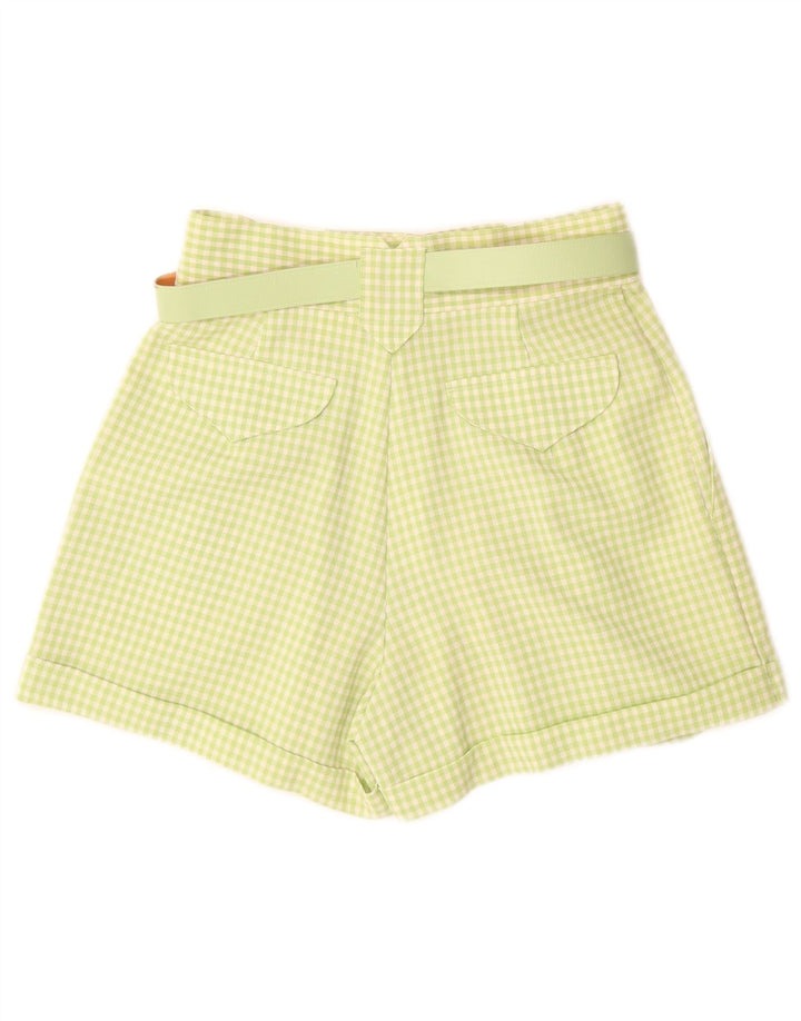 PIMKIE Damen-Chinoshorts mit hoher Taille, IT 44, Mittel W26, grüner Gingham