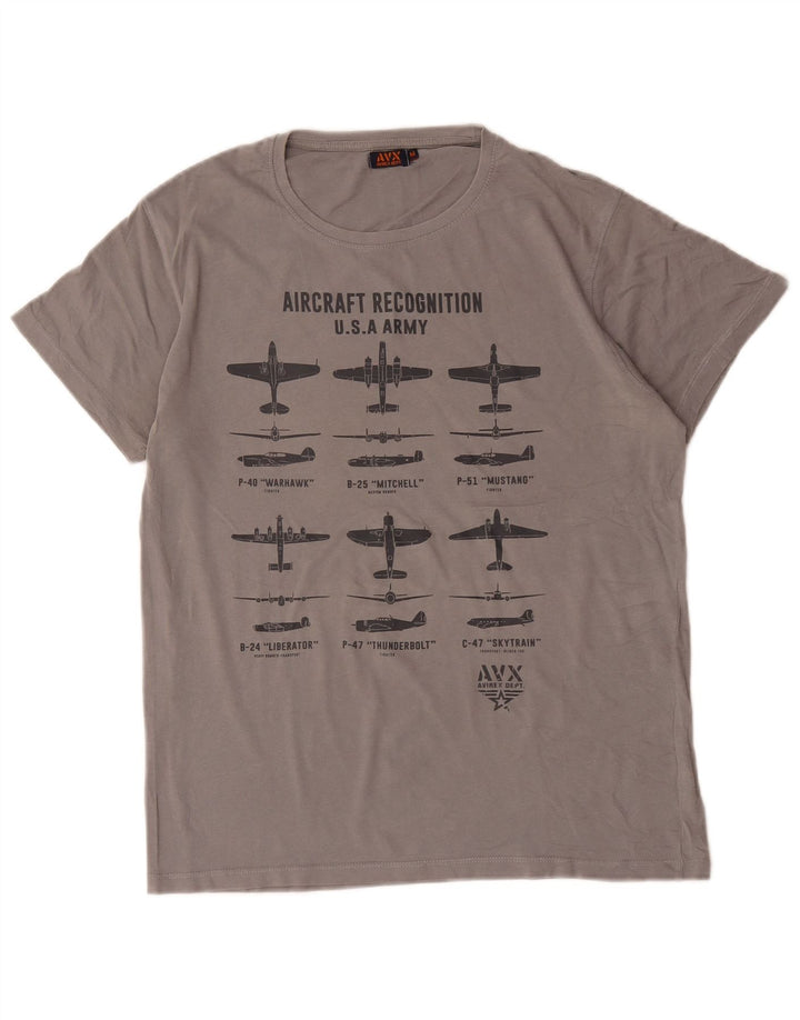 Avirex Herren Grafik-T-Shirt-Oberteil Mittelgrau