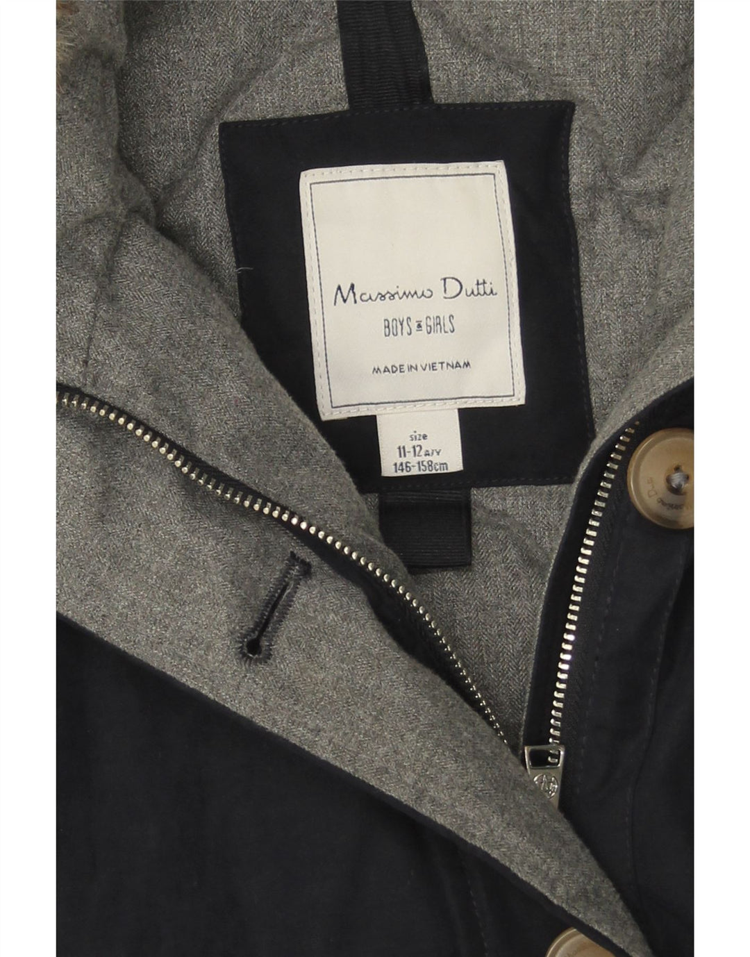 Massimo Dutti Mädchen-Parka mit Kapuze, 11–12 Jahre, Marineblau