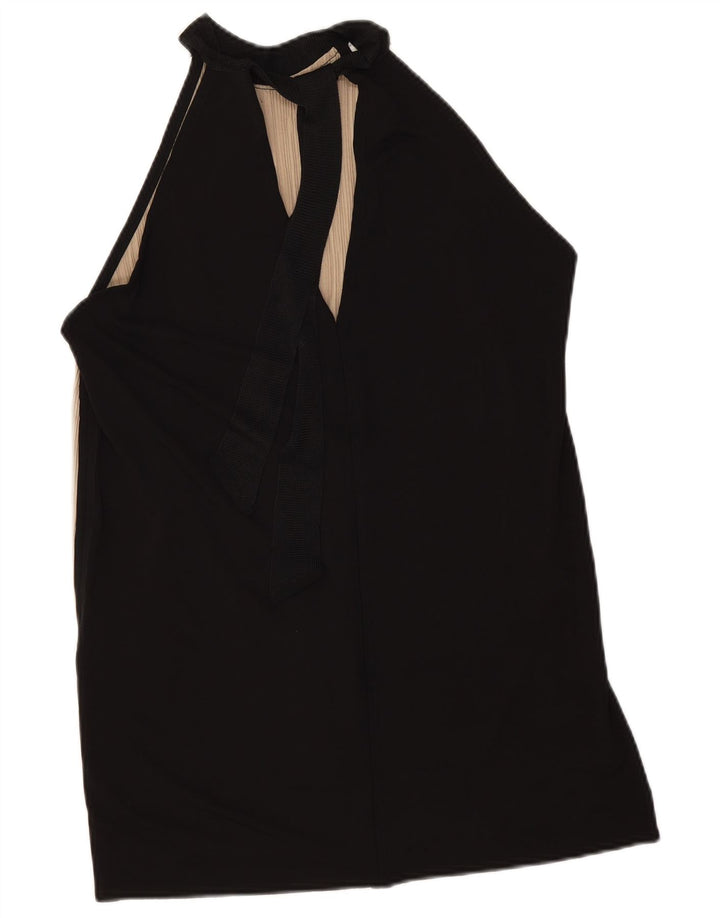 Zara Damen Neckholder-Top UK 14 Mittelbeige Farbblock