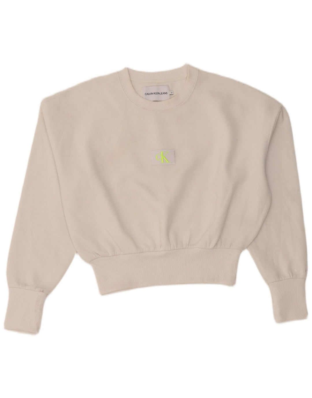 Calvin Klein Jeans Damen Übergroßer Sweatshirt-Pullover UK 14 Mittelweiß