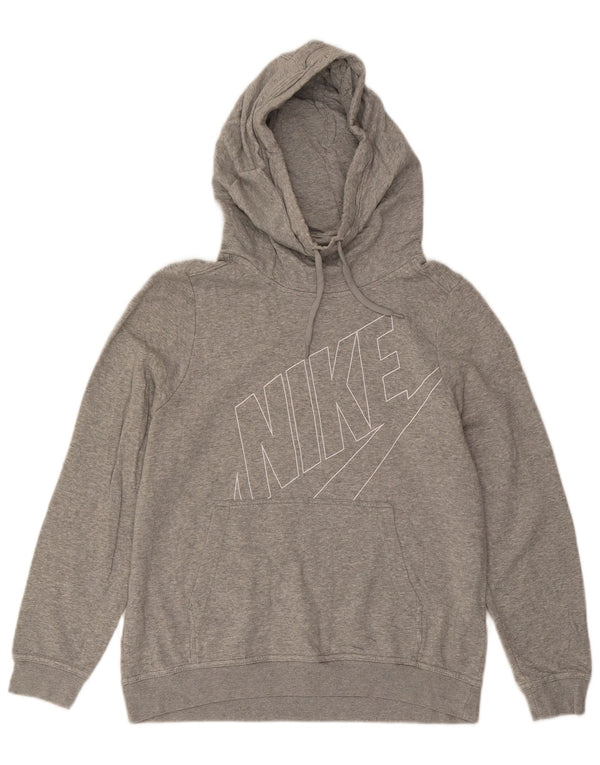 Nike Womens Graphic Hoodie Pullover UK 16 Große graue Baumwolle