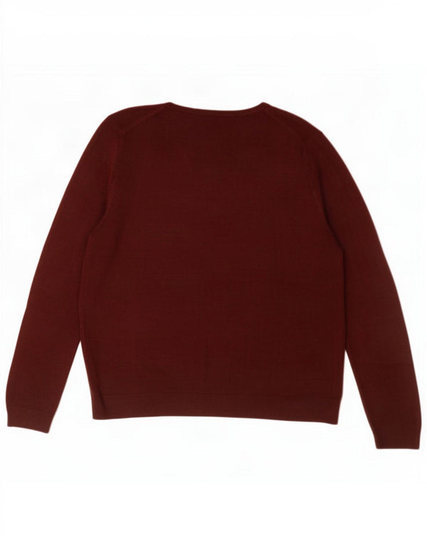 Marks & Spencer Damen-Pullover mit V-Ausschnitt, UK 14, Größe L, Burgunderrot, Acryl