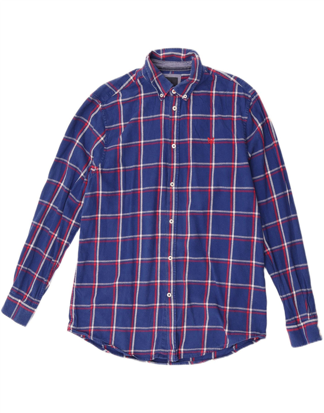 Crew Clothing Herren-Flanellhemd mit normaler Passform, groß, blau kariert, Baumwolle