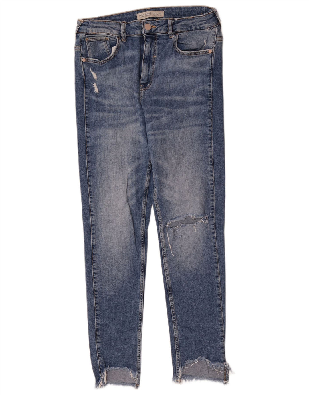 Zara Damen Distressed Skinny Jeans EU 40 Medium W30 L27 Blau