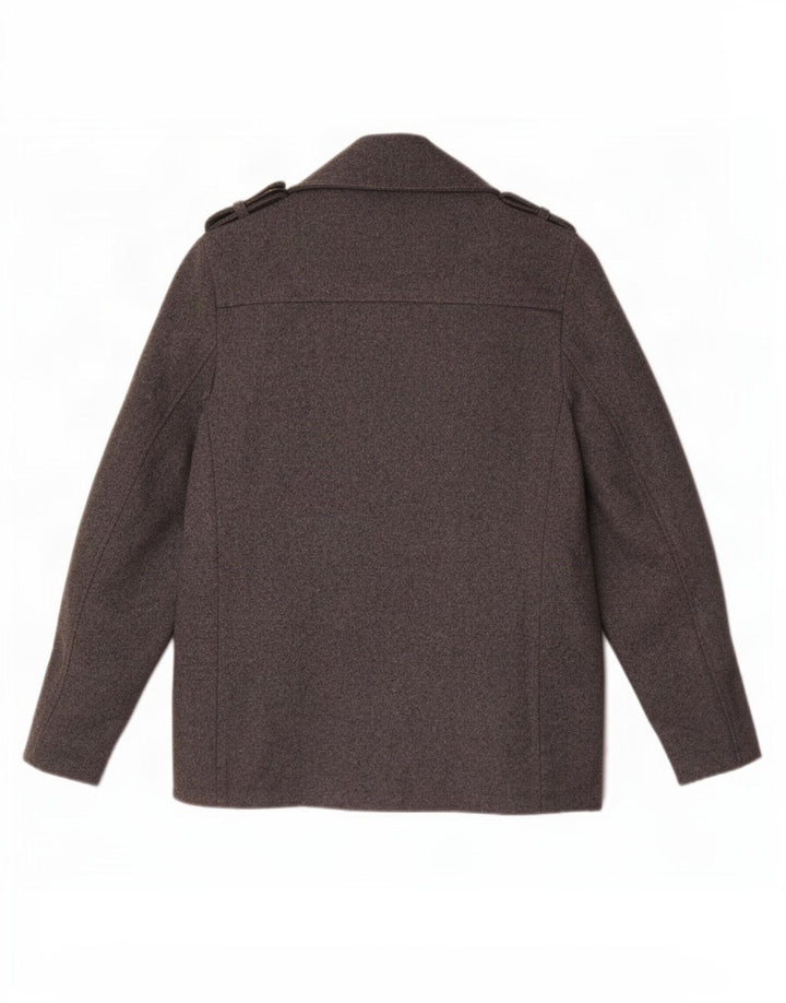 John Rocha Herren Pea Coat UK 38 Mittelgraue Wolle