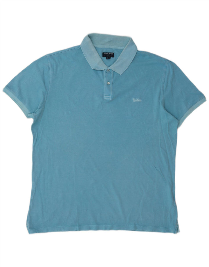 Woolrich Herren Poloshirt 2XL Blaue Baumwolle