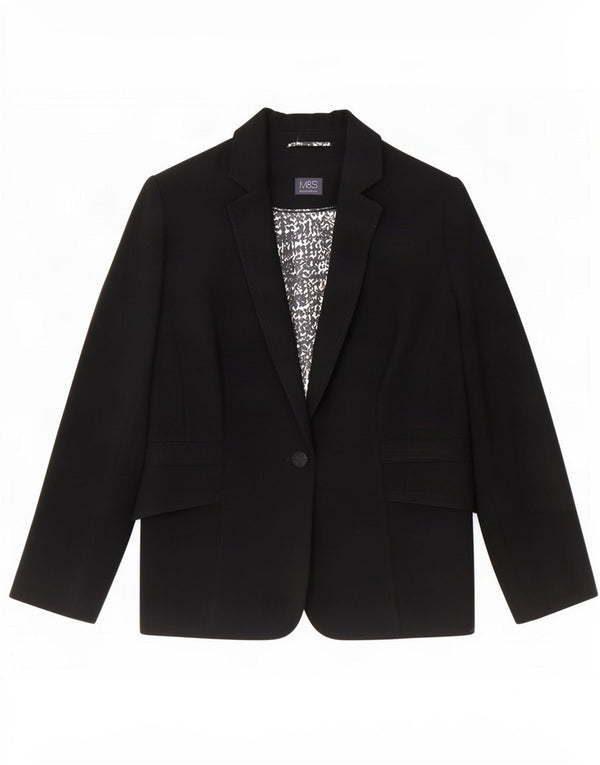 Marks & Spencer Damen 1-Knopf-Blazerjacke UK 20 2XL Schwarz Polyester