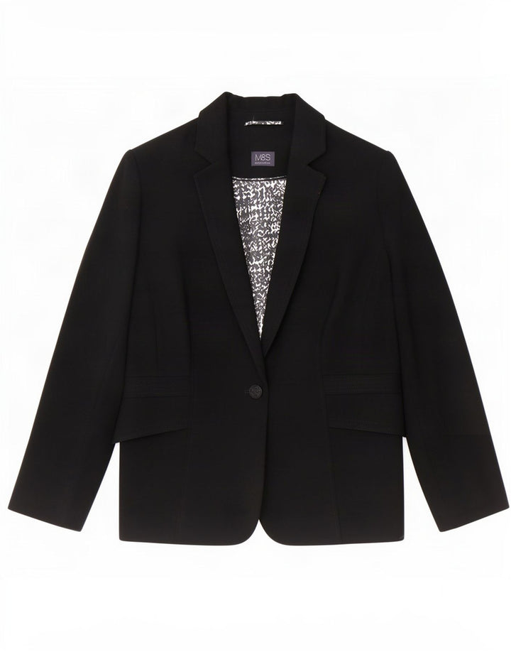 Marks & Spencer Damen 1-Knopf-Blazerjacke UK 20 2XL Schwarz Polyester
