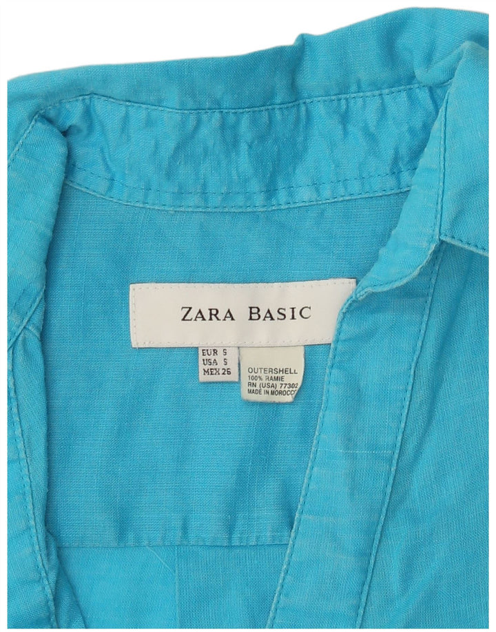 Zara Damen Pullover-Hemdkleid UK 10 Small Blue Ramie