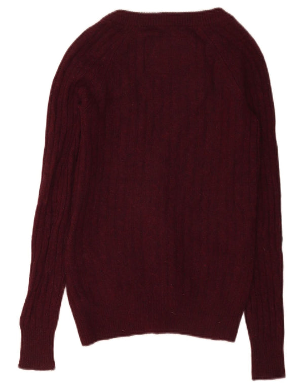 Jack Wills Damen-Cardigan-Pullover UK 4 XS Burgunderrote Merinowolle