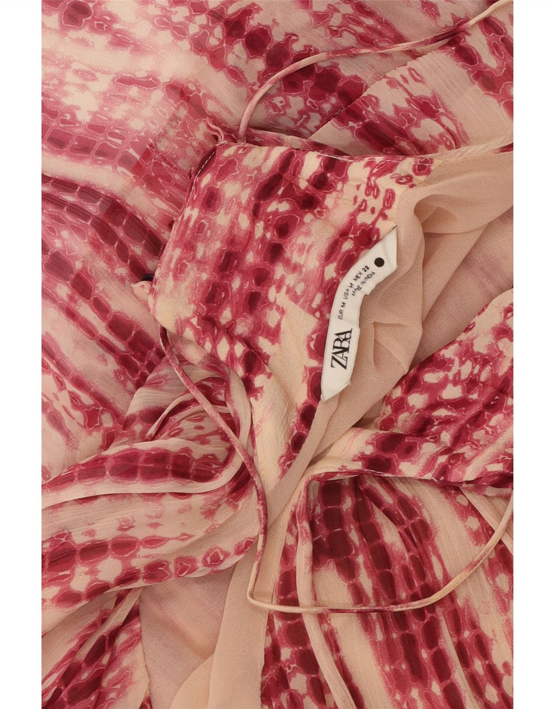 Zara Damen Neckholder-Stufenkleid, UK 14, Mittelrosa, Batikfärbung