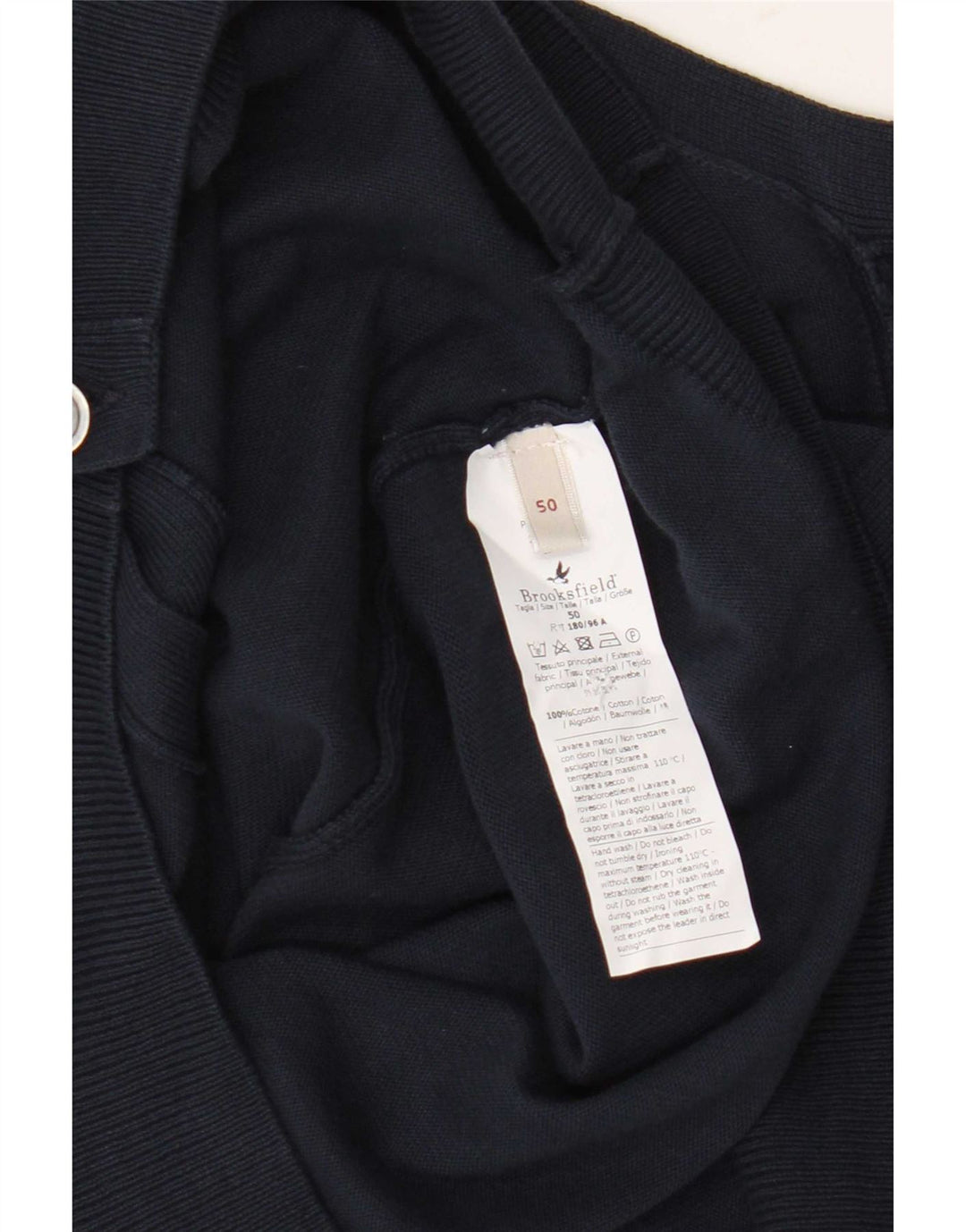 Brooksfield Herren-Strickjacke, IT 50, mittelmarineblaue Baumwolle