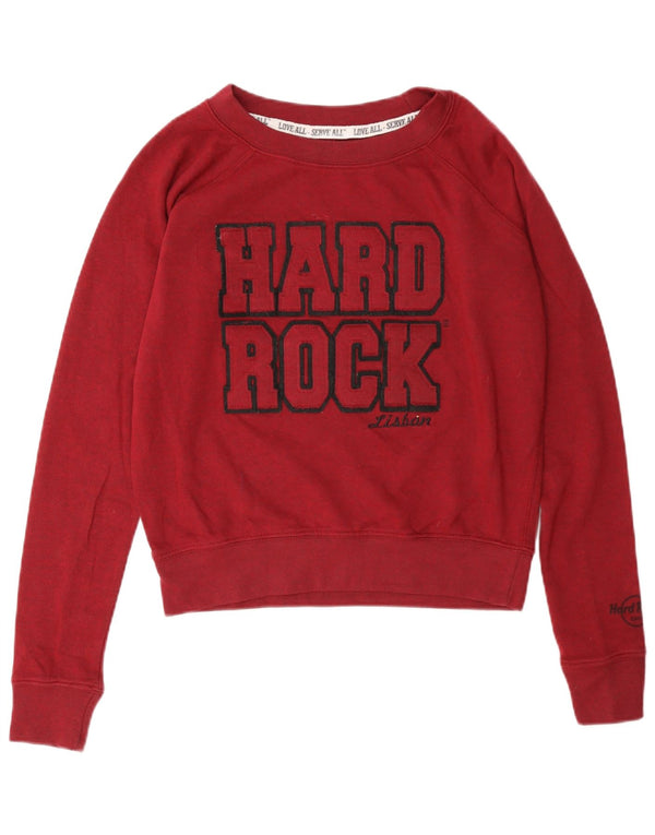 Hard Rock Cafe Damen Lissabon Grafik Sweatshirt Pullover UK 10 Small Burgund