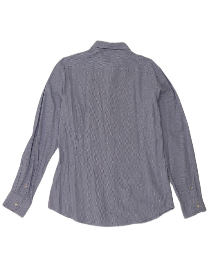 Massimo Dutti Herren-Slim-Fit-Hemd, groß, blau, geometrisch