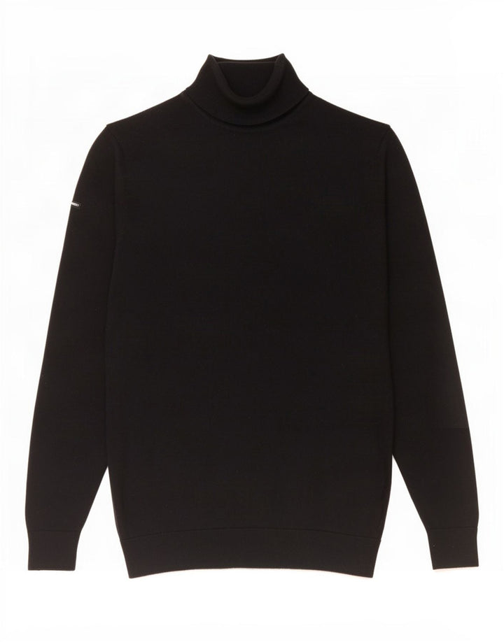 Superdry Rollkragenpullover für Herren, groß, aus schwarzer Merinowolle