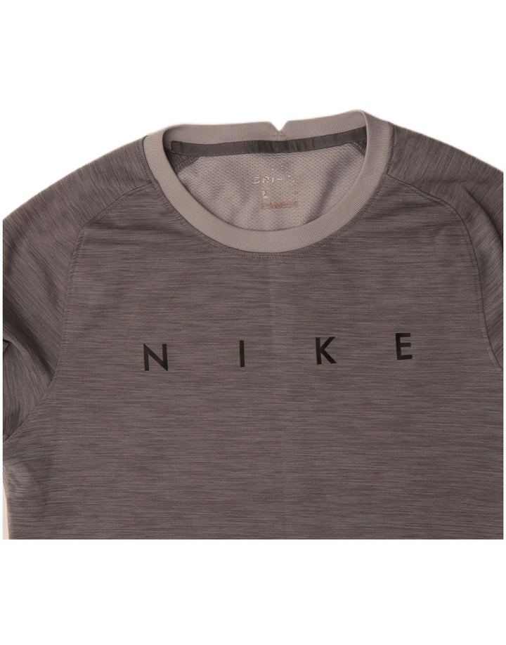 NIKE Herren-T-Shirt mit Dri-Fit-Grafik, Größe S, Grau, Farbblock-Polyester