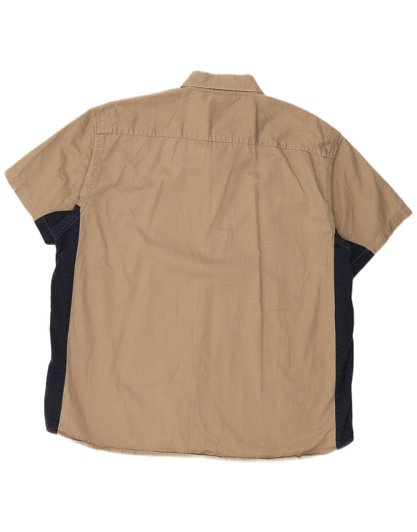 DICKIES Herren Kurzarmhemd 2XL Beige Colourblock Baumwolle