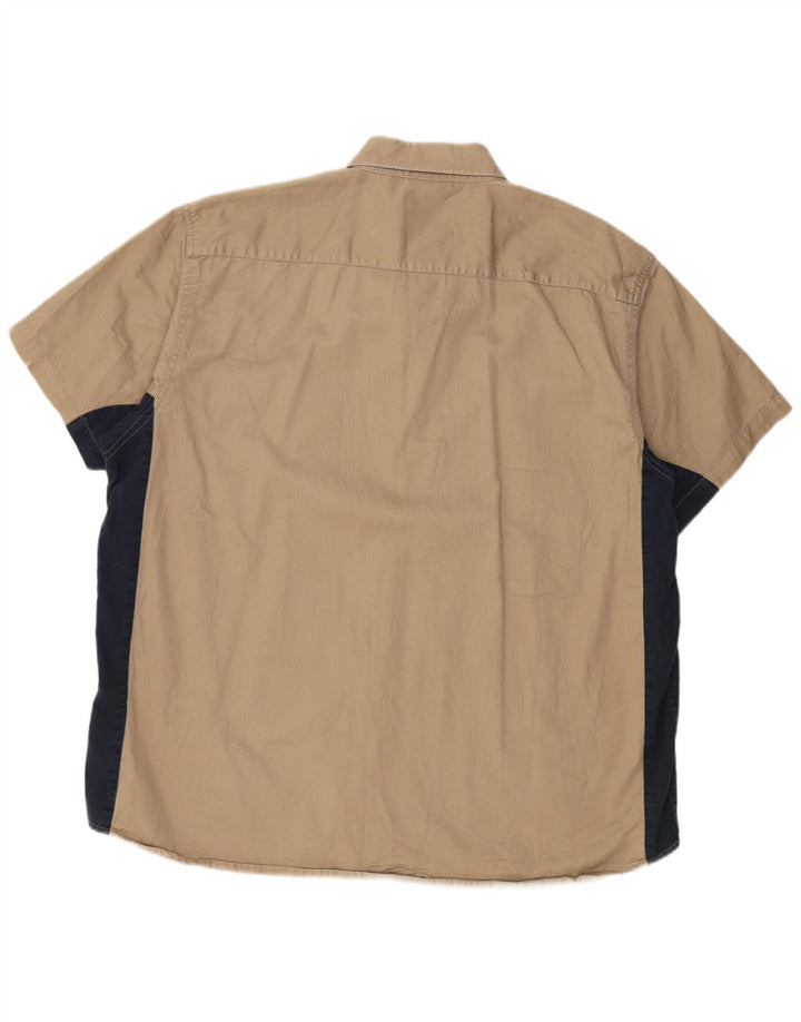 DICKIES Herren Kurzarmhemd 2XL Beige Colourblock Baumwolle