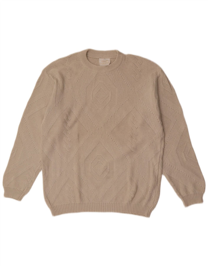 Vintage Herren Pullover mit Rundhalsausschnitt IT 56 XL Beige