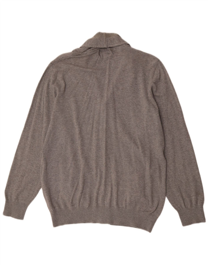 Marks & Spencer Herren-Cardigan aus blauer Harbour-Strickjacke, groß, graue Baumwolle