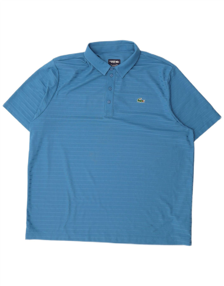 Lacoste Herren-Poloshirt, Größe 9 4XL, blau gestreift, Polyester