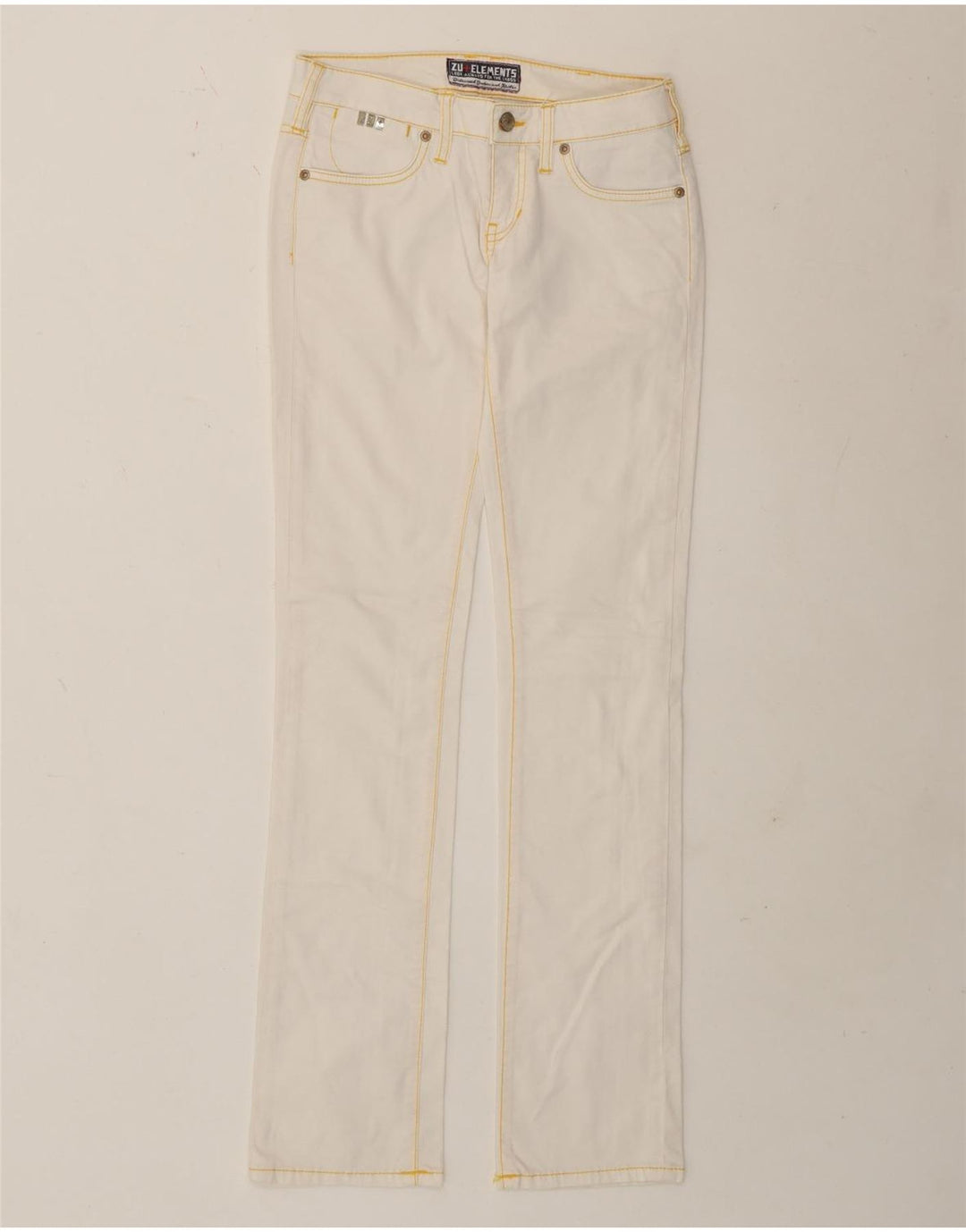 Zu Elements Damen Straight Jeans W24 L32 Weiße Baumwolle