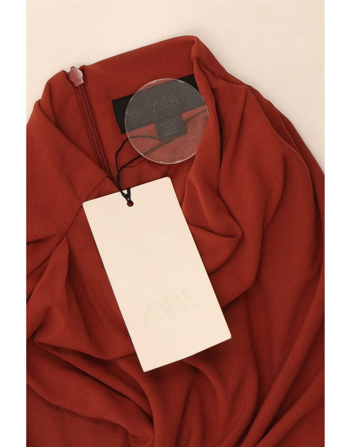 Zara Damen Ärmelloses Maxikleid UK 10 Small Rot