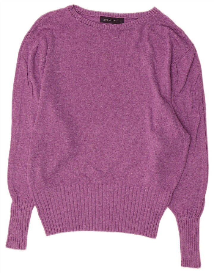 MARKS & SPENCER Damen-Pullover mit U-Boot-Ausschnitt, UK 10, Größe S, Lila, Viskose