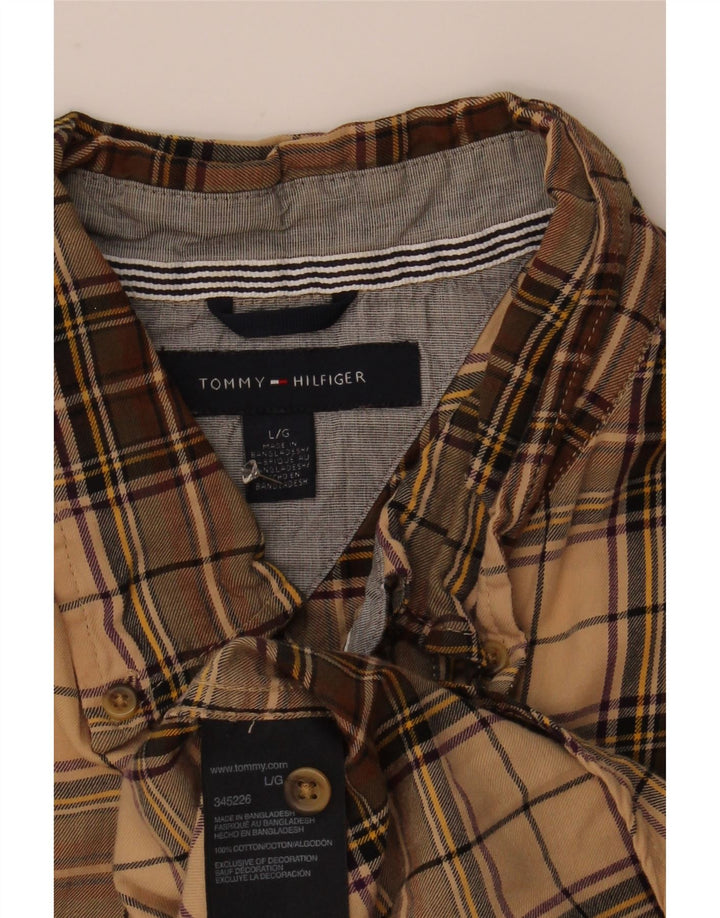 Tommy Hilfiger Herren-Flanellhemd, groß, beige kariert, Baumwolle
