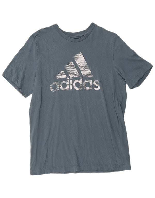 Adidas Herren Grafik-T-Shirt aus mittelblauer Baumwolle