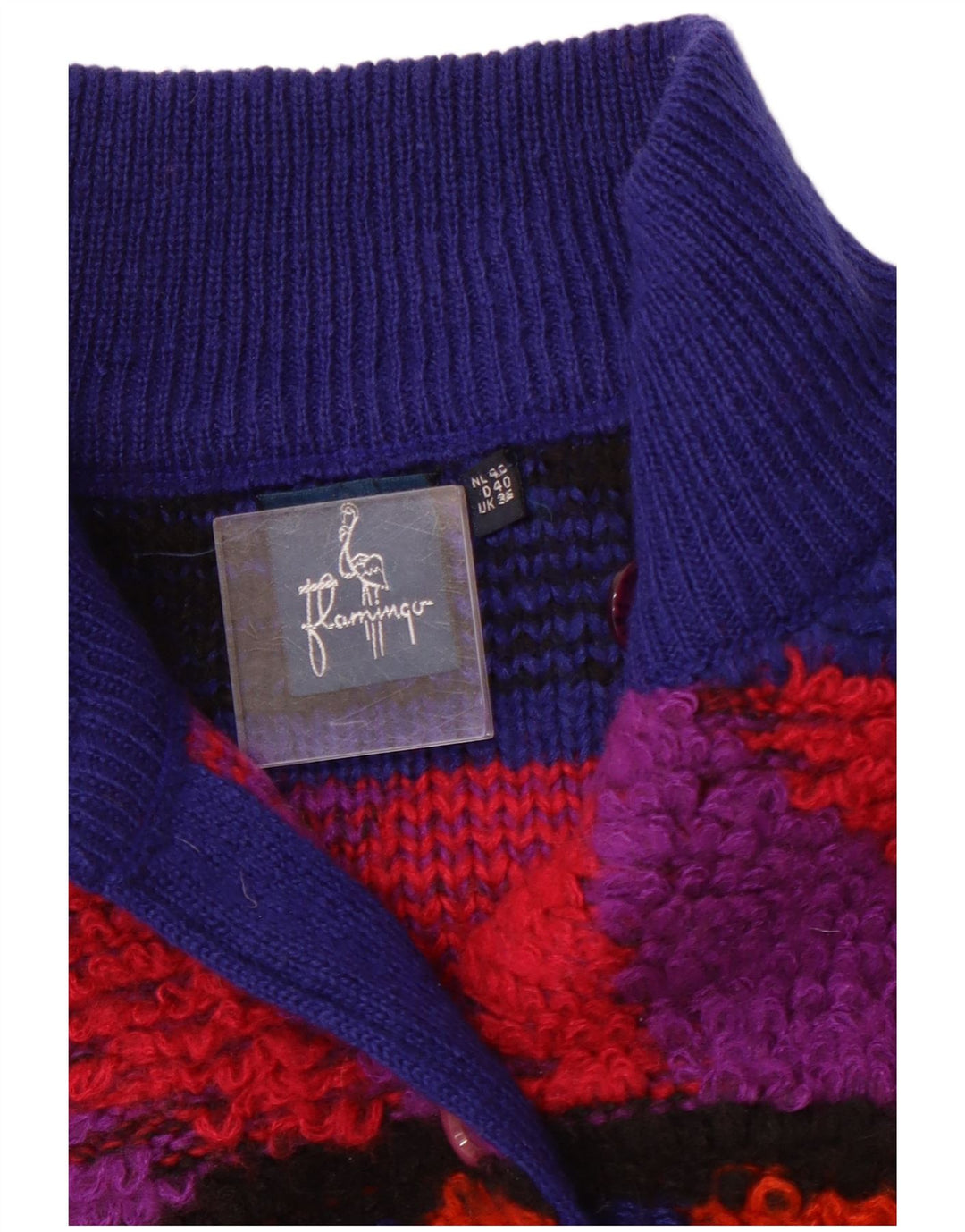 VINTAGE Damen Strickjacke Pullover EU 40 Mittelblaues geometrisches Acryl