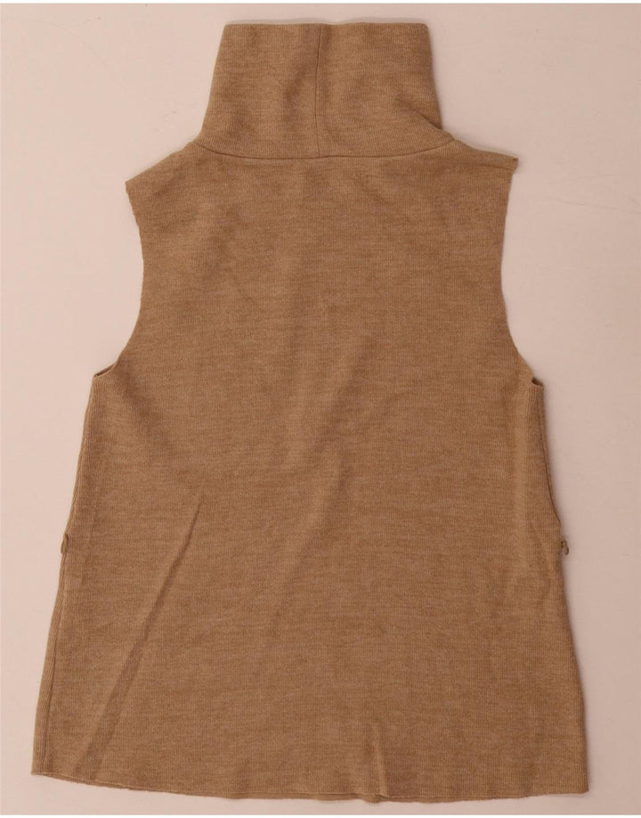Zara Damen Weste Top UK 8 Small Beige Baumwolle