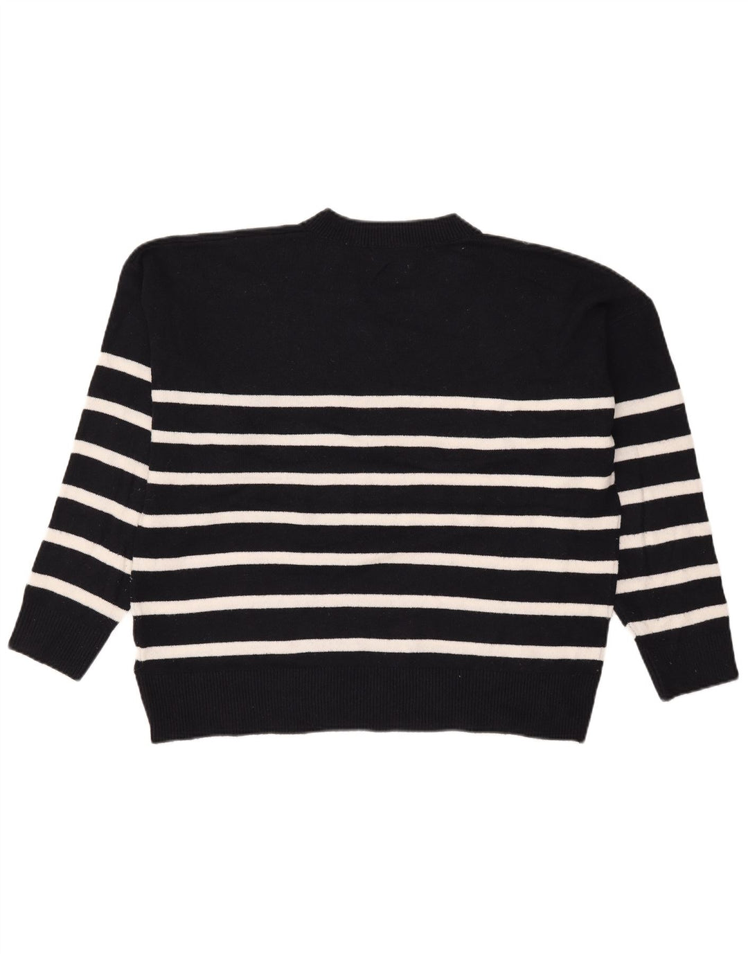 Marks & Spencer Damen-Pullover mit V-Ausschnitt, Gr. 40, Größe L, schwarz gestreift