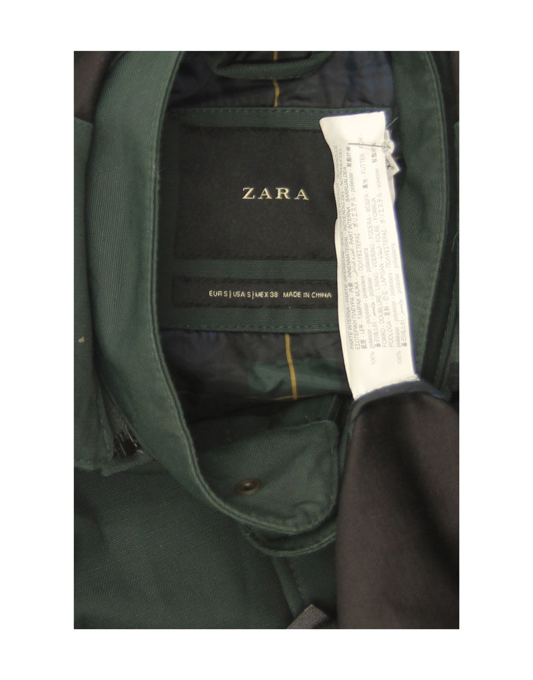 Zara Herren-Parka mit Kapuze, Größe 36, Grün