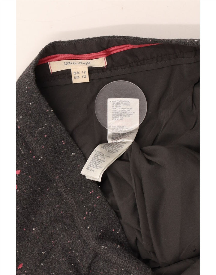 White Stuff Damen Minirock UK 14 Large W34 Grau geblümtes Polyester