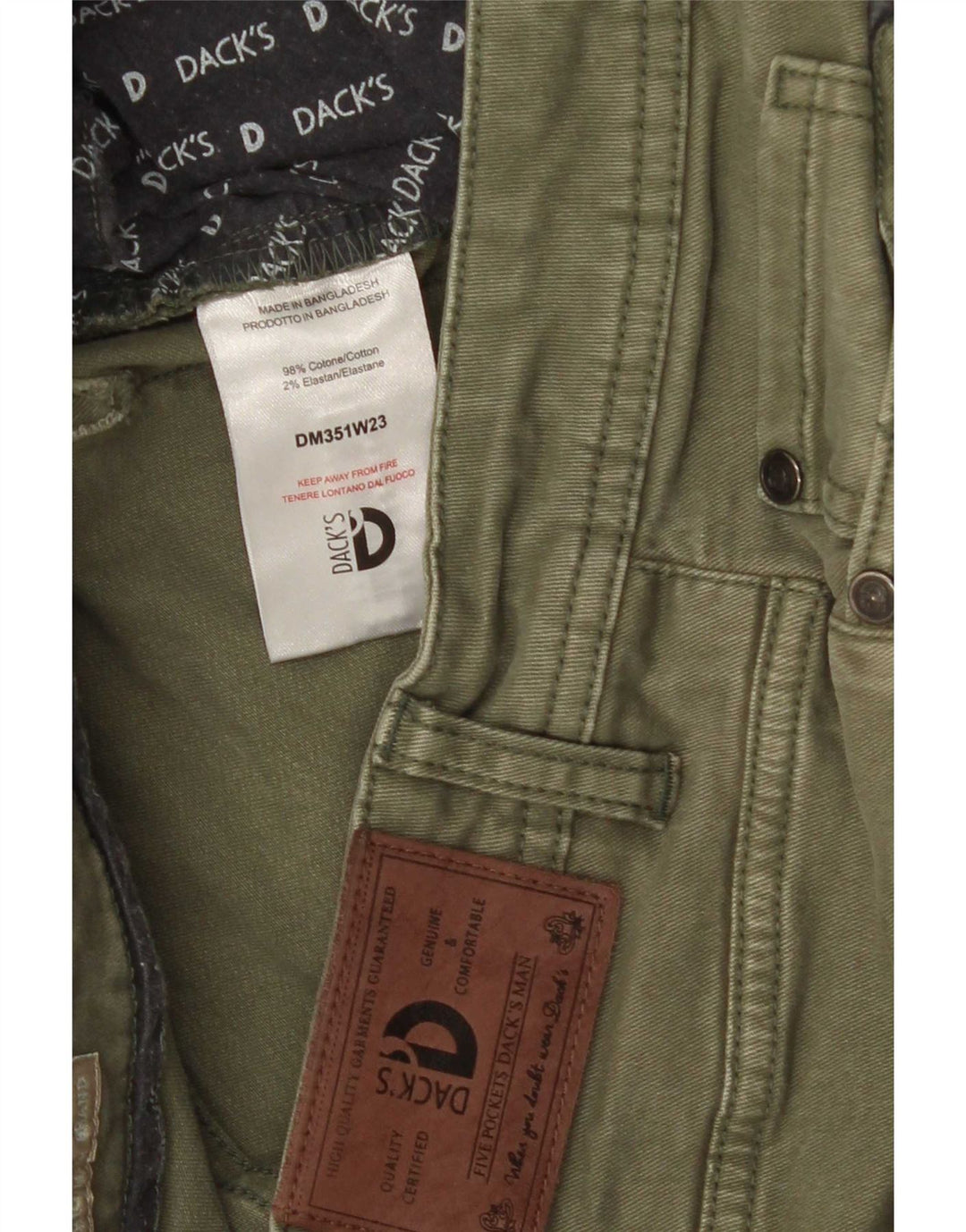 Dack's Herren Slim Jeans IT 50 Large W34 L30 Khaki Baumwolle